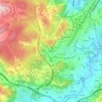 Toroño topographic map, elevation, terrain