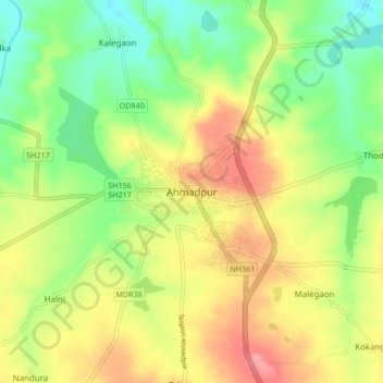 Ahmadpur topographic map, elevation, terrain