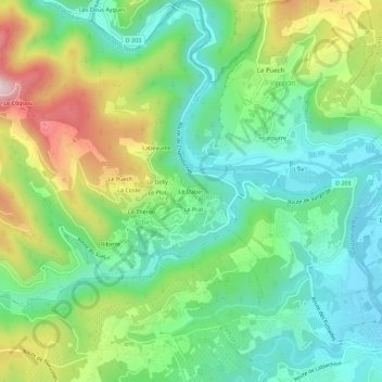 Le Daber topographic map, elevation, terrain