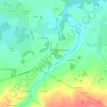 Le Desert topographic map, elevation, terrain