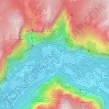 Yosemite Village topographic map, elevation, terrain