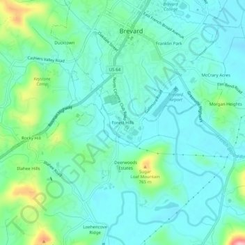 Forest Hills topographic map, elevation, terrain