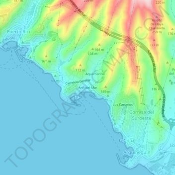 Anfi del Mar topographic map, elevation, terrain