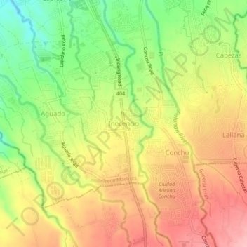 Inocencio topographic map, elevation, terrain