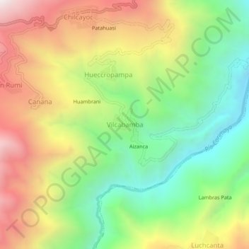Vilcabamba topographic map, elevation, terrain