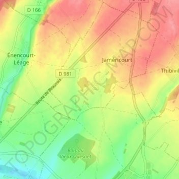Hardencourt topographic map, elevation, terrain