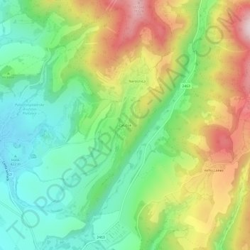 Zalúžok topographic map, elevation, terrain