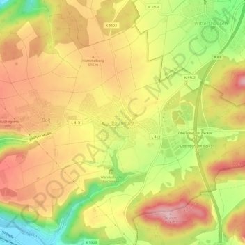 Bochingen topographic map, elevation, terrain