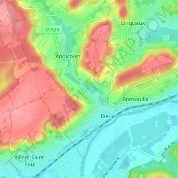 Cafosse topographic map, elevation, terrain