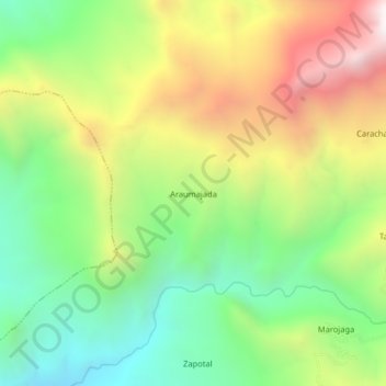 Araumajada topographic map, elevation, terrain