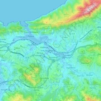 Errenteria topographic map, elevation, terrain