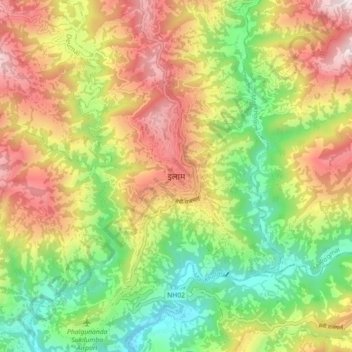 Ilam topographic map, elevation, terrain