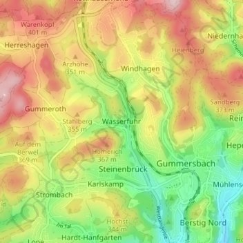 Wasserfuhr topographic map, elevation, terrain