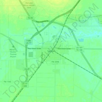 Sinton topographic map, elevation, terrain