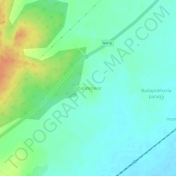 Chandeswar topographic map, elevation, terrain