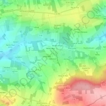 Kerampran topographic map, elevation, terrain