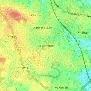Blossomfield topographic map, elevation, terrain