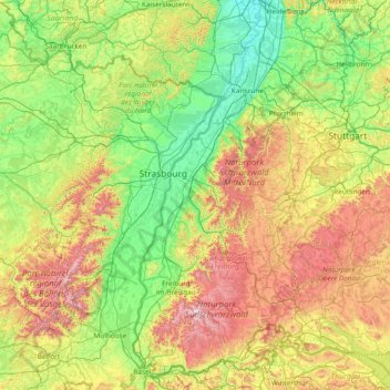 Ortenau topographic map, elevation, terrain