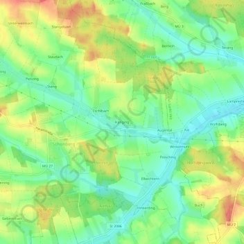 Hanging topographic map, elevation, terrain