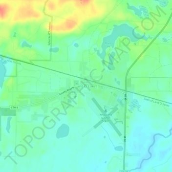 Land O' Lakes topographic map, elevation, terrain