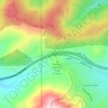 Parleys Summit topographic map, elevation, terrain