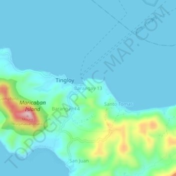 Barangay 13 topographic map, elevation, terrain