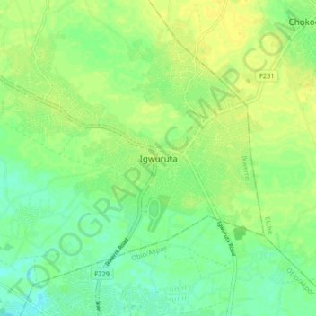 Igwuruta topographic map, elevation, terrain