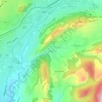 Lareton topographic map, elevation, terrain