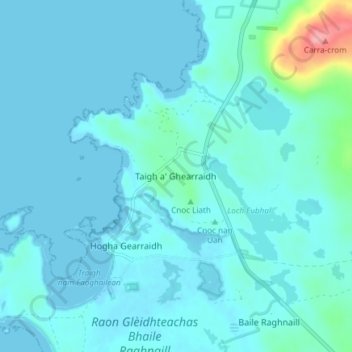 Tigharry topographic map, elevation, terrain