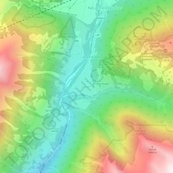 Lesach topographic map, elevation, terrain