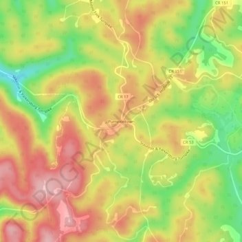 Pumpkintown topographic map, elevation, terrain