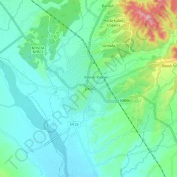 Una topographic map, elevation, terrain