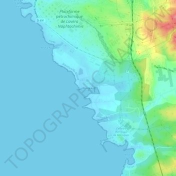 Ponteau topographic map, elevation, terrain