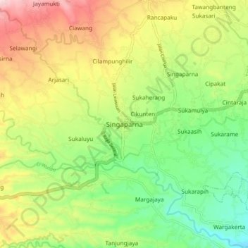 Singaparna topographic map, elevation, terrain