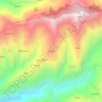 Miyani topographic map, elevation, terrain