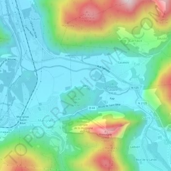 Géry topographic map, elevation, terrain