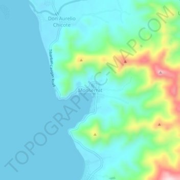 Monserrat topographic map, elevation, terrain