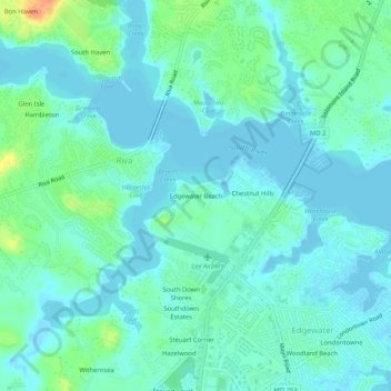 Edgewater Beach topographic map, elevation, terrain