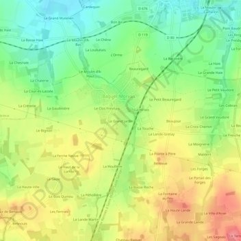 Le Grand Jardin topographic map, elevation, terrain
