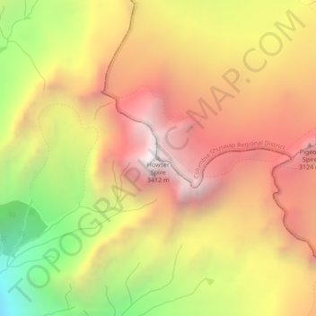 Howser Spire topographic map, elevation, terrain