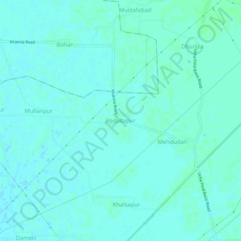 Abdullapur topographic map, elevation, terrain