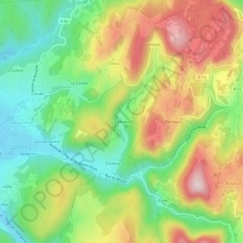 Le Bevieur topographic map, elevation, terrain