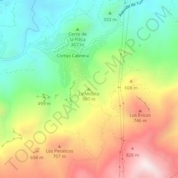 La Molata topographic map, elevation, terrain