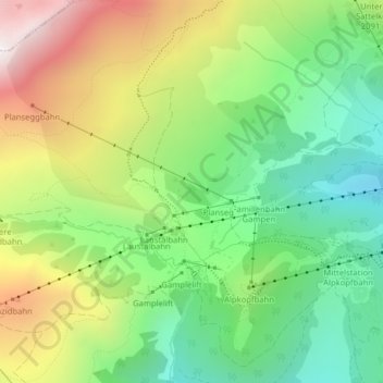 Komperdell topographic map, elevation, terrain