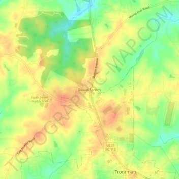 Barium Springs topographic map, elevation, terrain