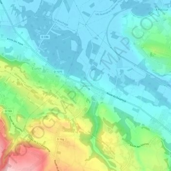 Thuellin topographic map, elevation, terrain