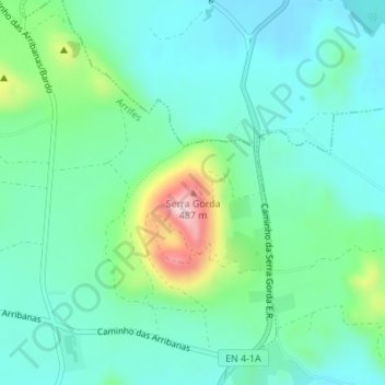 Serra Gorda topographic map, elevation, terrain