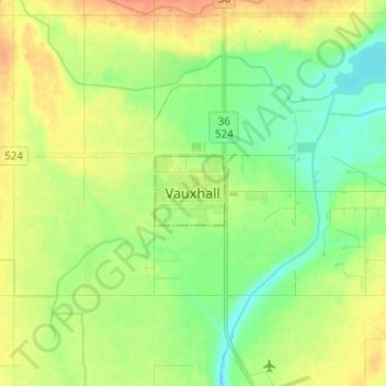 Vauxhall topographic map, elevation, terrain