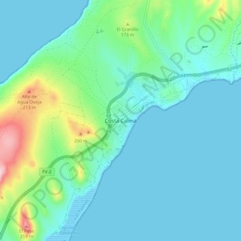Costa Calma topographic map, elevation, terrain