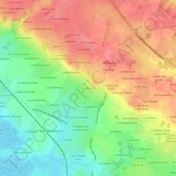 Les Terriers topographic map, elevation, terrain